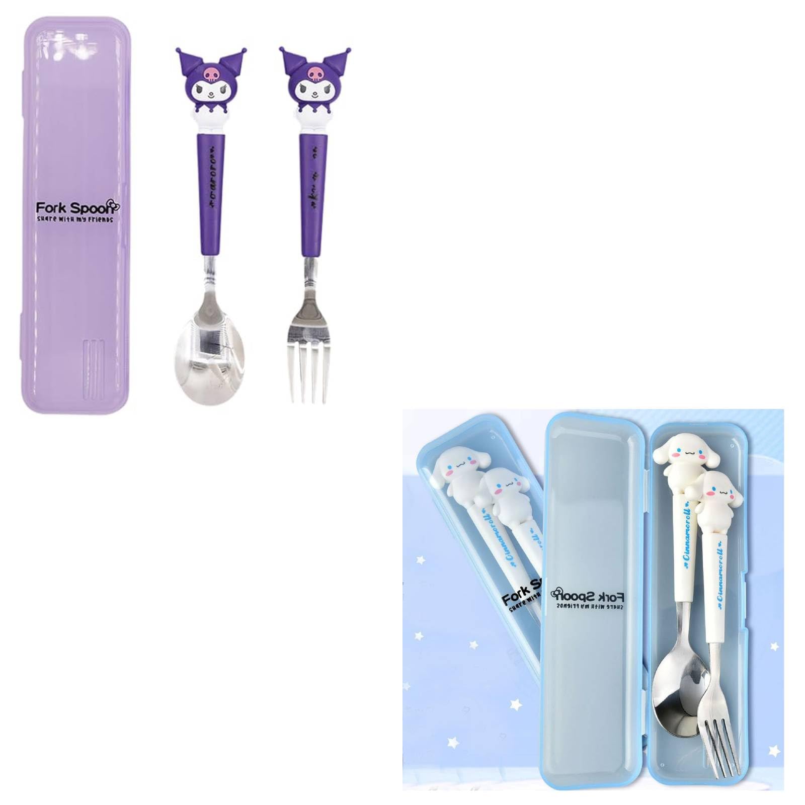Supvox Kids Spoon Fork Set for Lunch Box with Storage Case 7.87 in | Stainless Steel