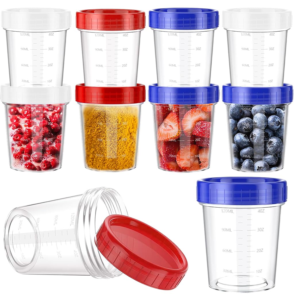 HASTHIP® 10Pcs Transparent Cup 120ml Multi-Purpose Food Grade PP Food Container Cup with Scale, Leaking Proof Salad Dressing Container Sauce Cups Fishing Lure Cup