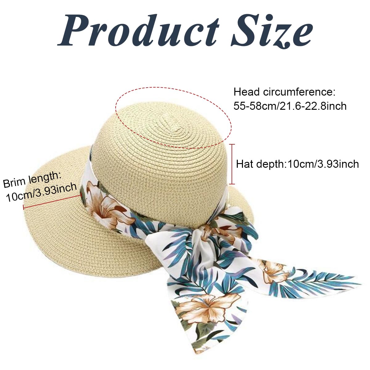 PALAY® Beach Straw Sun Visors for Women Espadrille Bowknot Sunhat Women Gardening Outdoor Sunhats Sun Protection Packable - Blue