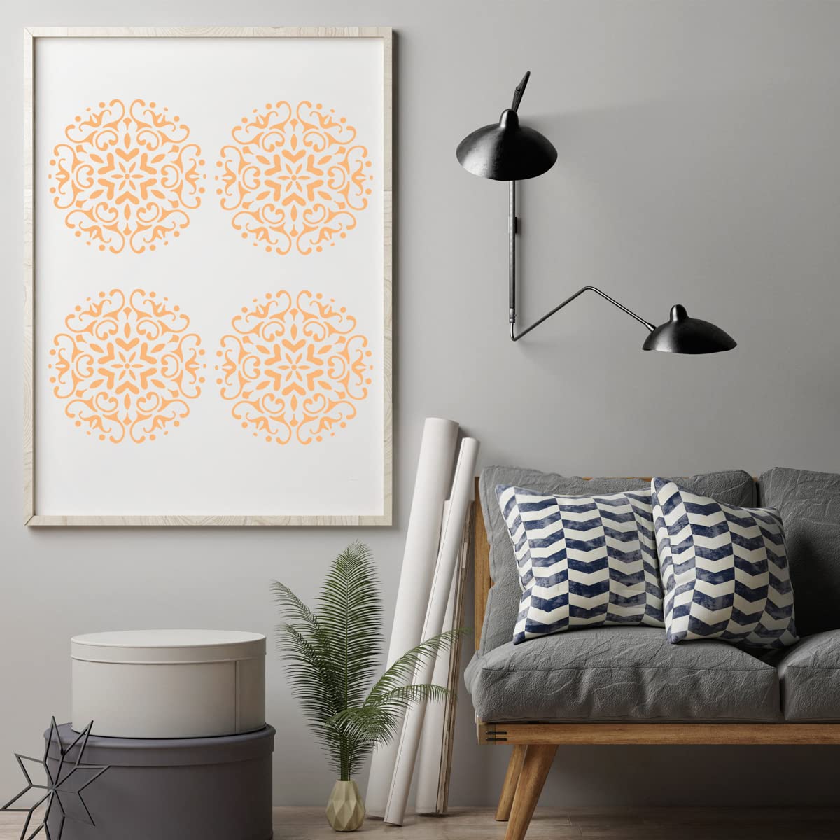ELEPHANTBOAT Mandala Reusable Stencils for Art Painting for Home Decore, Crafting and Wardrobe Decor in 6X6 Inches Template