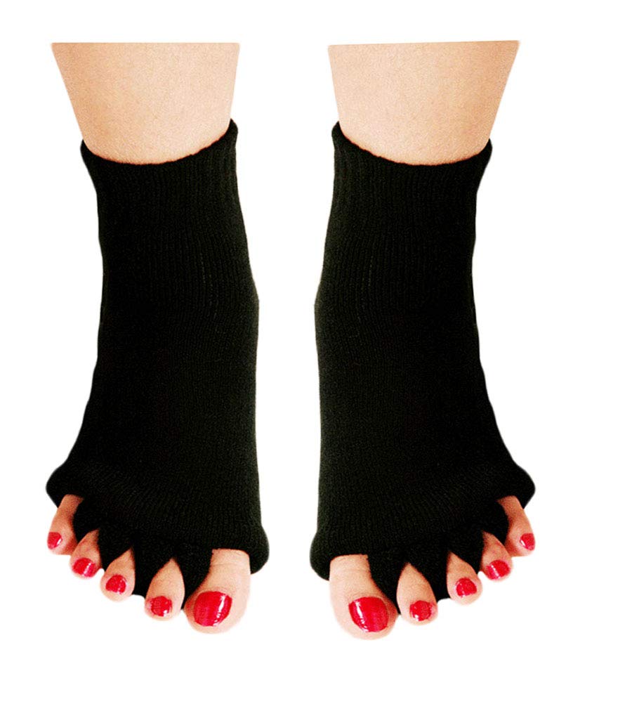 ZIBUYU® Women Toe Separator Socks Toeless Foot Alignment Socks for Yog