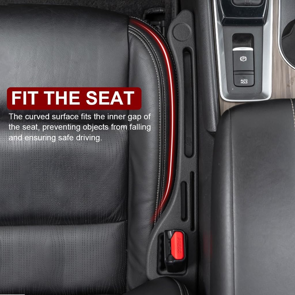 STHIRA Car Seat Gap Filler Organizer for Space Maximization with Three Grooves | 2Pcs Sleek Black Compatible with Most Cars