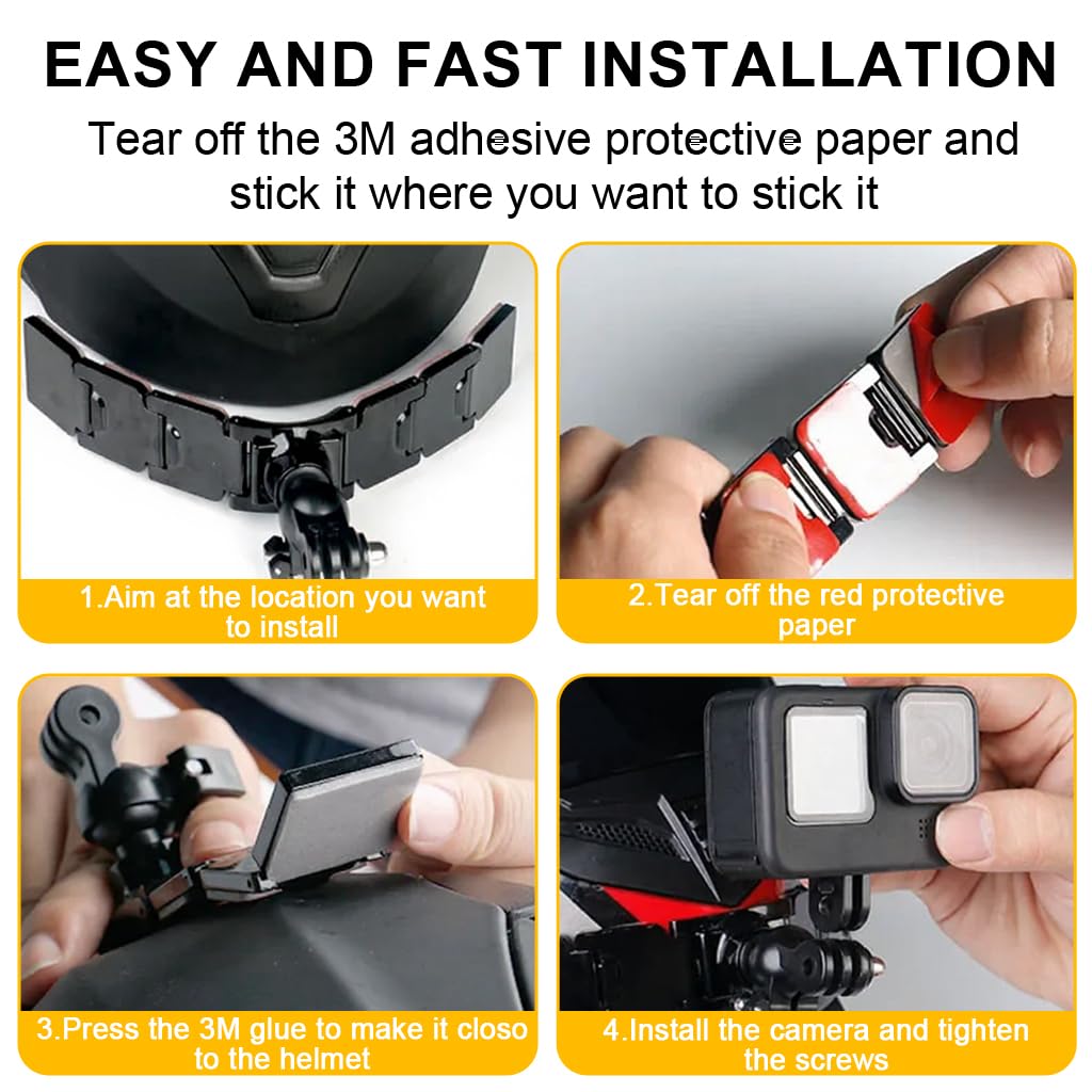 ZORBES Helmet Chin Strap Mount for Outdoor Filming and Vlogging with Six Buckles | Secure Self‑Adhesive Camera Mount for GoPro Hero 13–5, Insta360 and DJI Osmo