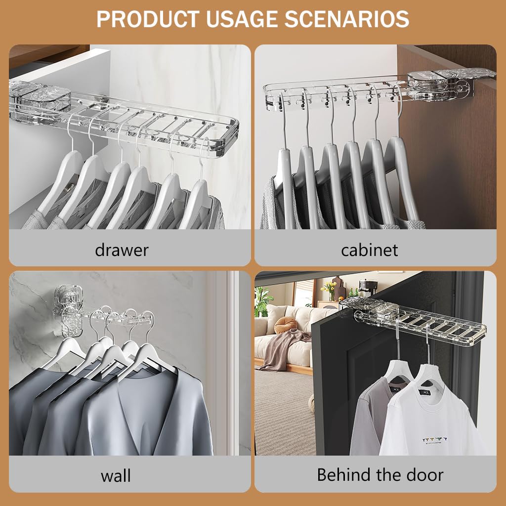 Supvox® Travel Hanger Rack Suction Cup Hanging Rack for Clothes Hanger Multi-hole Indoor Wall Mount Rack Multifunctional Folding Hanging Rack for Bathroom, Kitchen, Travel