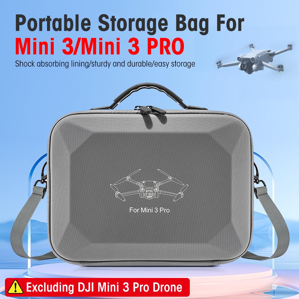 Zeitel Carrying Case for DJI Mini 3 Pro with Waterproof PU Cover and Shoulder Strap | Hard Travel Storage Bag for Drone Accessories