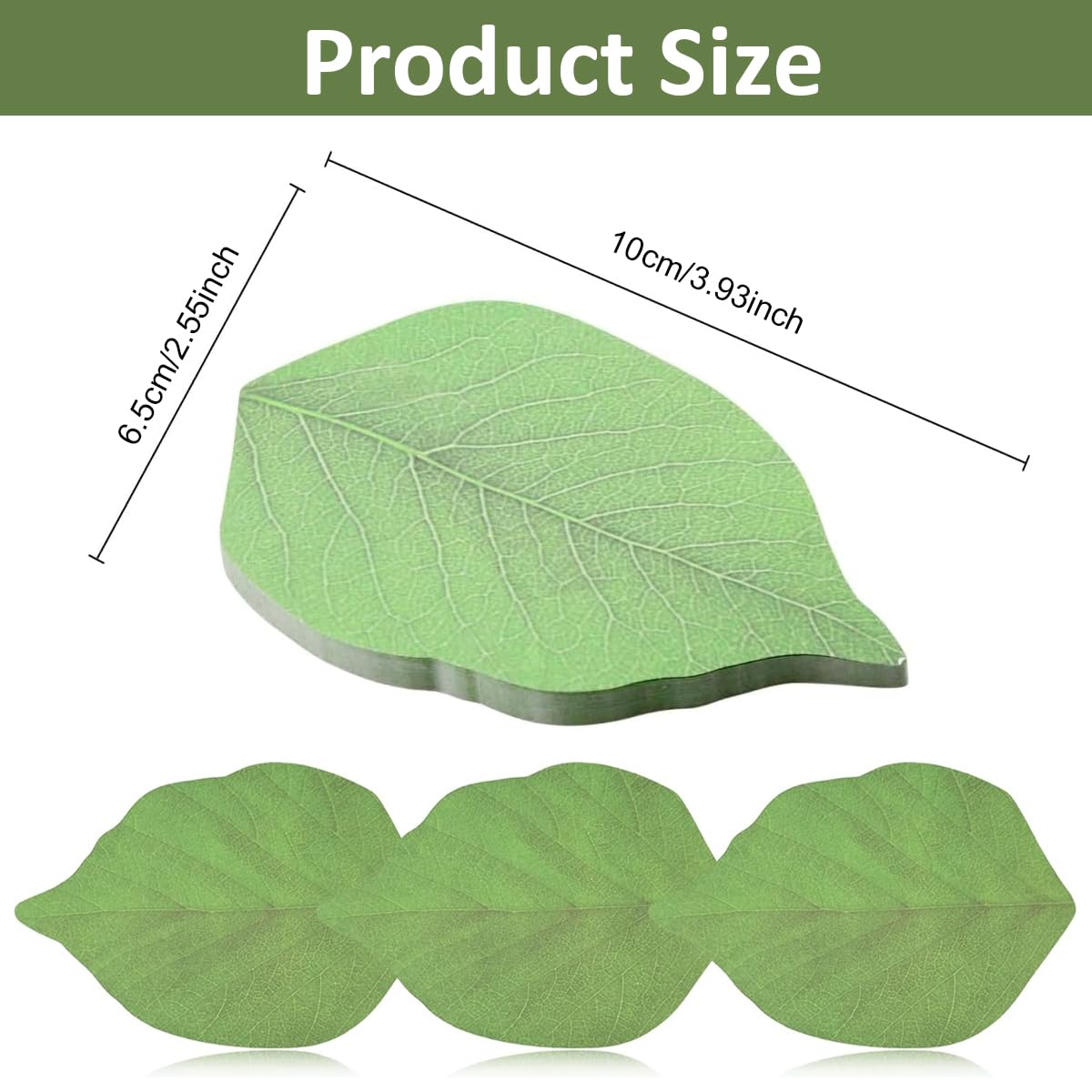 HASTHIP® 200 Sheets Sticky Notes Creative Green Leaves Sticky Notes Reminders Sticky Notes Decorative Sticky Notes Aesthetic Leaves Sticky Notes DIY Scrapbooking Stick Notes School Office Supplies