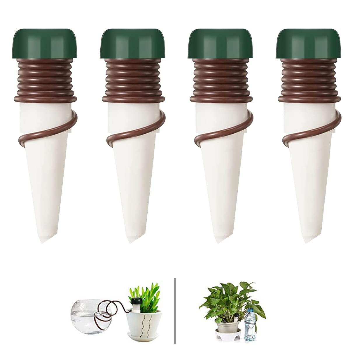 HASTHIP® 4Pcs Drip Irrigation Kit for Pots Plant, Ceramics Plant Watering Device, Automatic Watering Gadget for Garden Home Office Travel Vacation