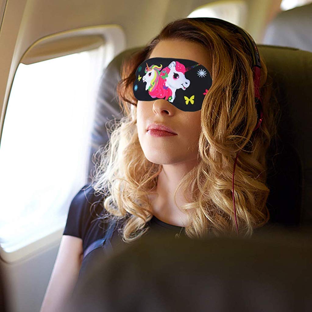 GUSTAVE Sleeping Eye Mask for Travel and Home with Soft Elastic Straps and Plush Material | 5 Piece Unicorn Design for Women and Girls