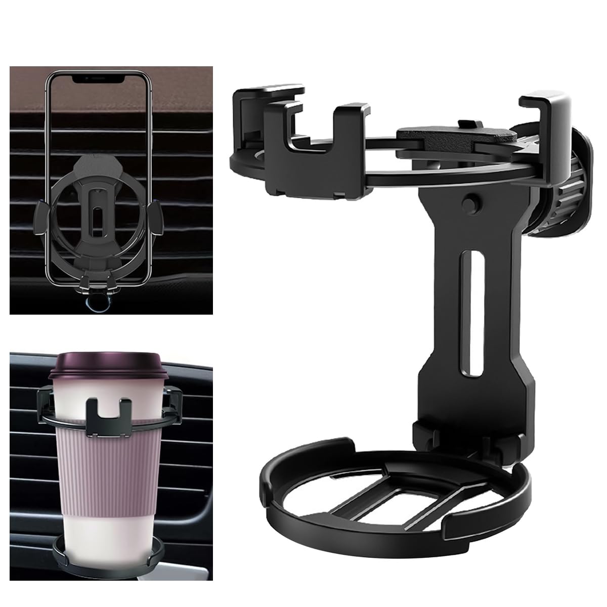 STHIRA 2 in 1 Car Mobile Holder for Air Vent with 75mm Cup Slot & Screw Tightening | Fits 4.7–7 in Phones