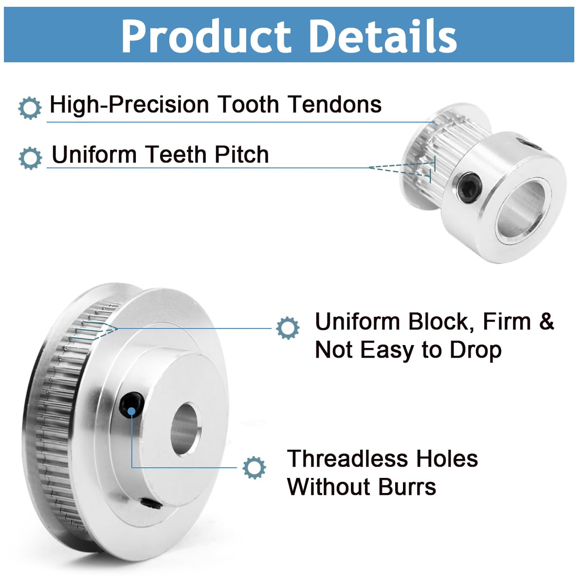 Serplex® Synchronous Wheel For 3D Printer Timing Pulley Printer Timing Gear for 3D Printer with FDM Tech 20 & 60 Teeth 8mm Bore, Aluminum Timing Pulley with Length 200mm x6mm Belt