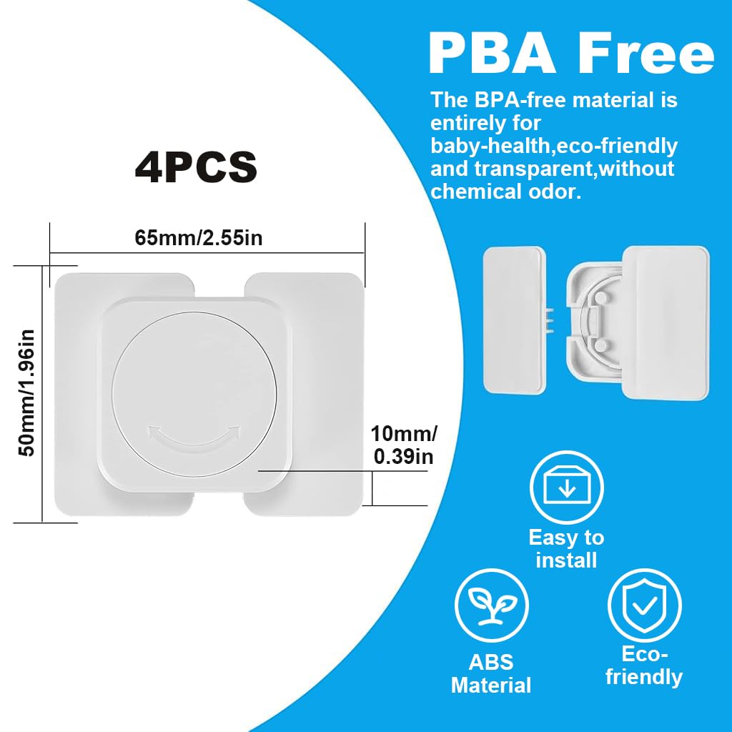 SNOWIE SOFT Cabinet Locks for Child Safety with Self Adhesive Design 4Pcs White | Drawer Protection