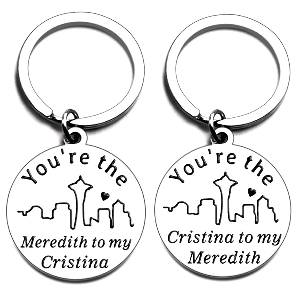 ELEPHANTBOAT® A Pair Couple Keychains with Box, Best Friends Soul Sisters BFF Keychains, You're The Meredith to My Cristina' and 'Cristina to My Meredith' Keyrings Birthday Valentine Gifts.