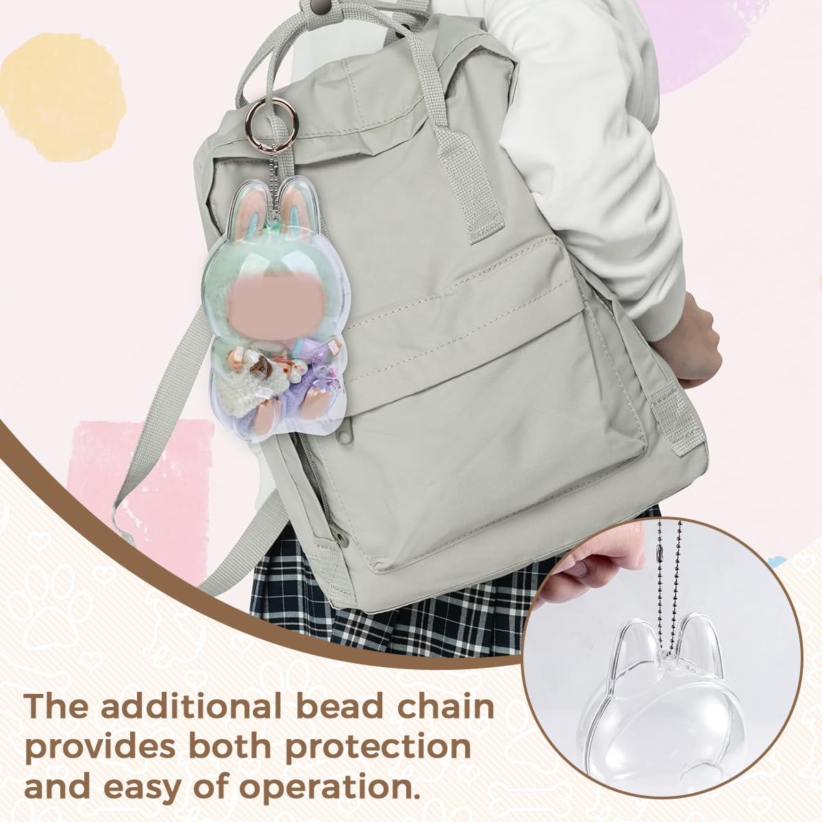 FANCYKU Protective Cover for 15.5cm Plush Doll with Transparent PVC Display Case | Dust-Proof Storage