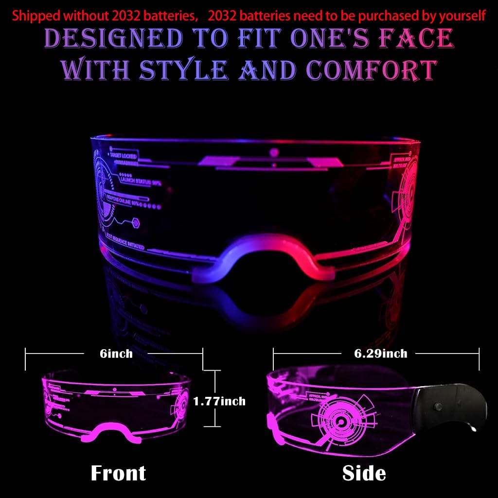 PATPAT LED Glasses for Party with 7 Color Light Display and Cyberpunk Design | USB Rechargeable