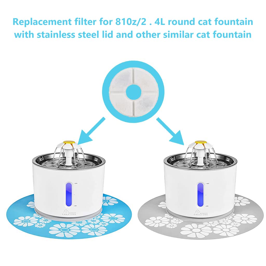 Qpets Cat Water Fountain Filter Replacement 12PCS for 81OZ 2.4L Fountain with Triple Filtration System | Activated Carbon Washable Filters