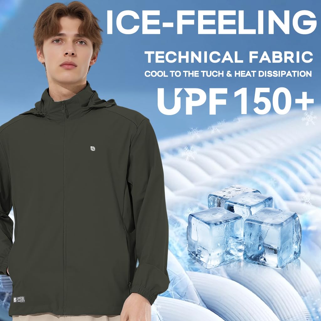 Zibuyu ICE Pro Sunscreen Jacket for men with UPF 150 cooling fabric | breathable hooded sun protection for outdoor sports