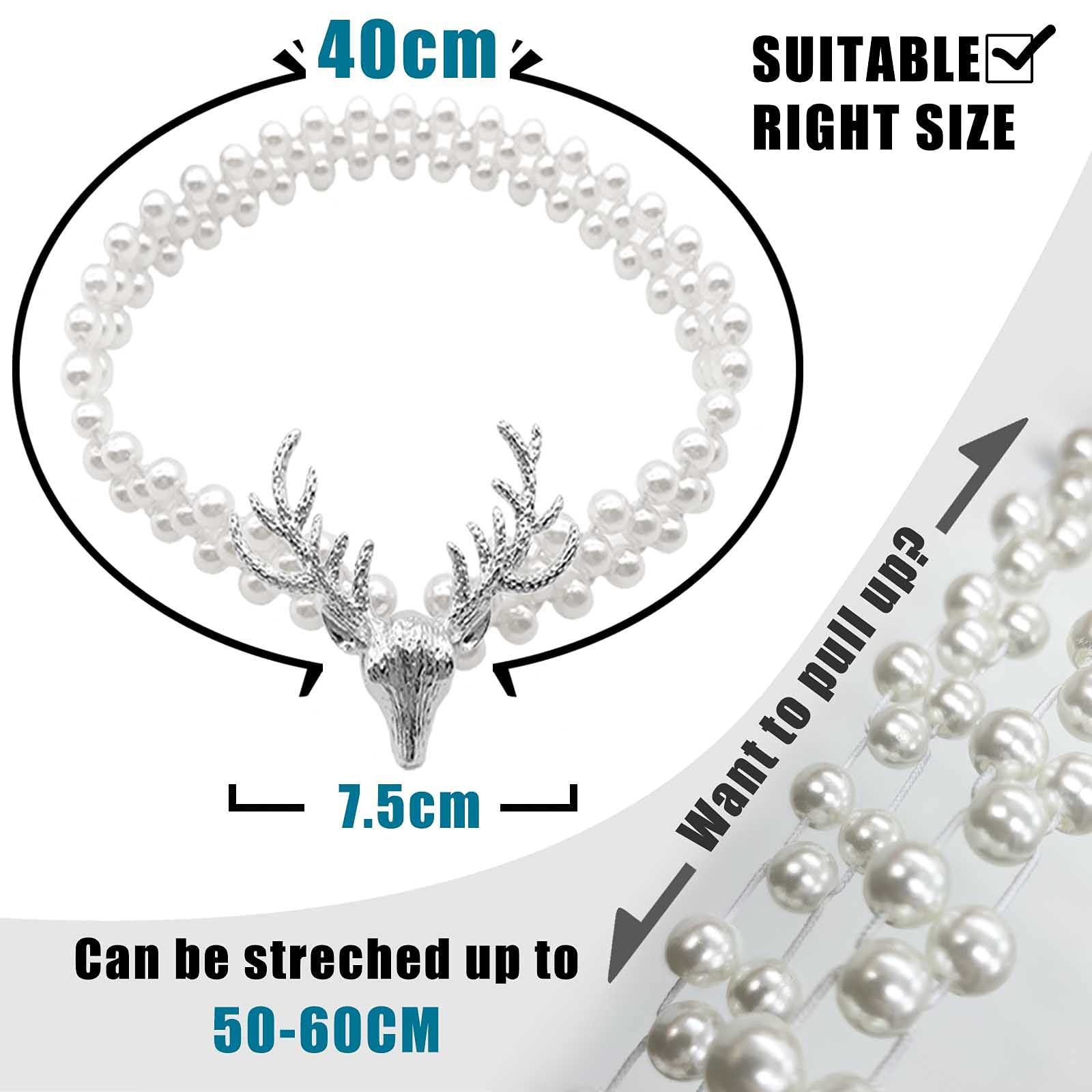 HASTHIP Curtain Holders Tieback for Home and Office with Elastic Rope and Pearl Design | 4 PCS Gold Set