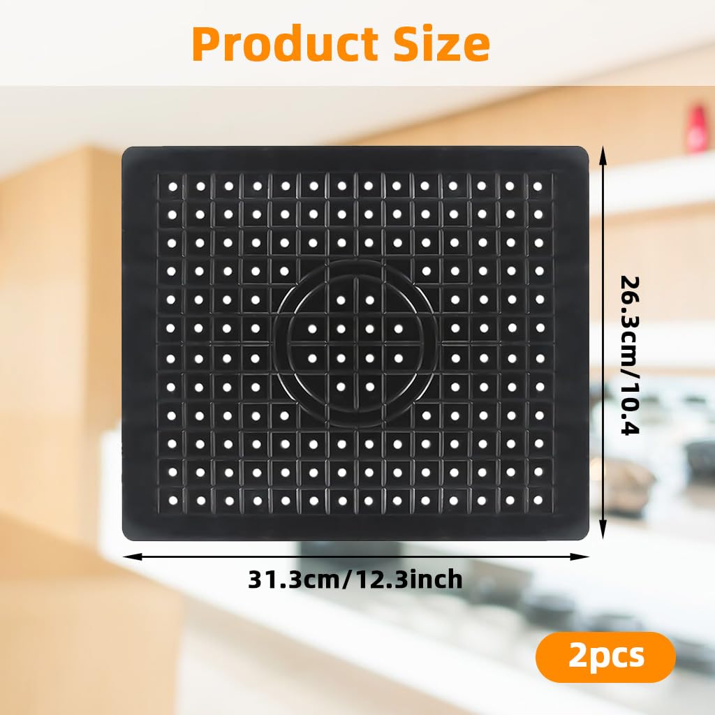 Supvox Rubber Sink Mats for Kitchen Protection with 12.2x10 in Grid Drainage Design | Black