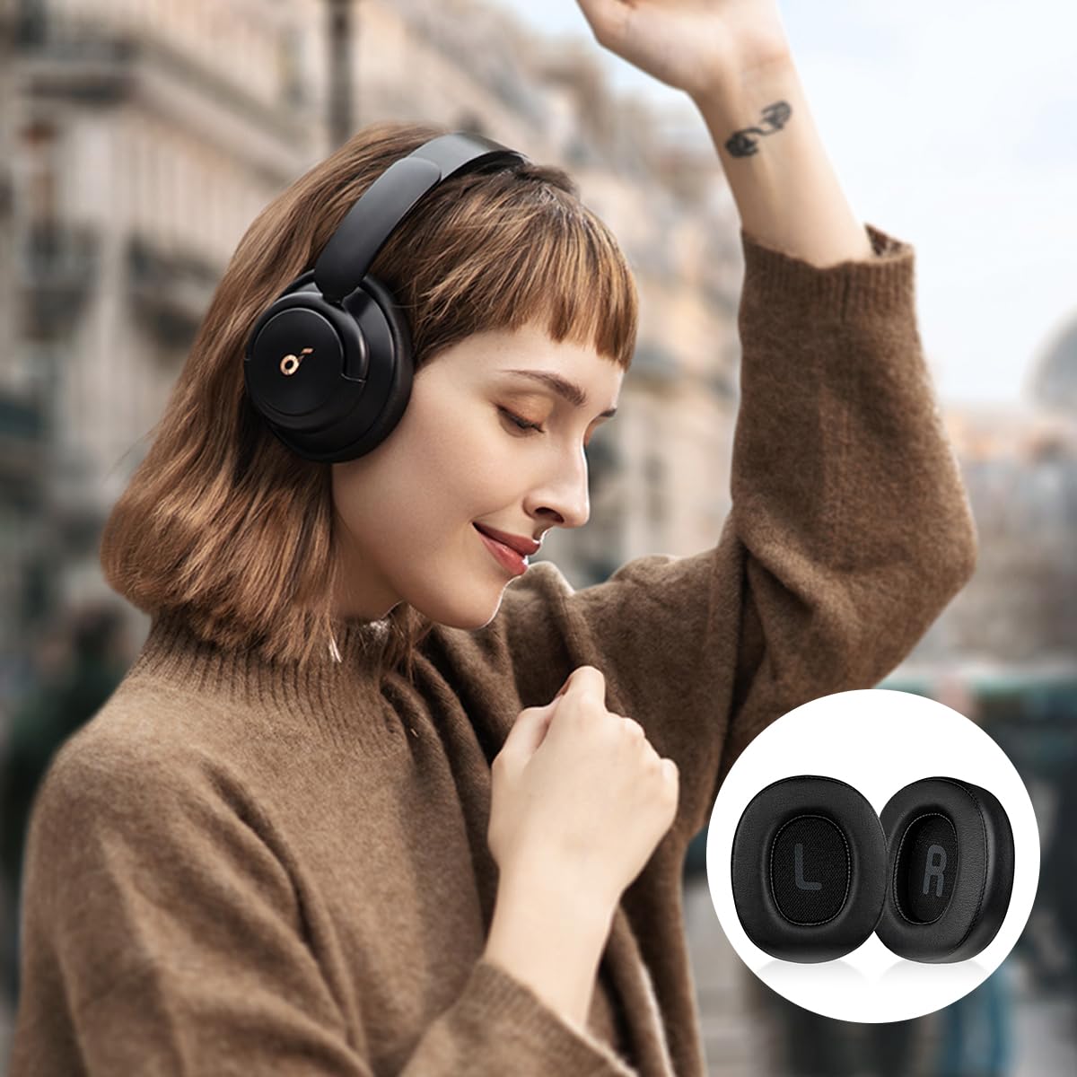 ZORBES Earpads Replacement for JBL Tune 700BT 710BT 720BT 750BTNC 760NC 770NC with Stitch Reinforced Seams and Soft Protein Leather Cushions