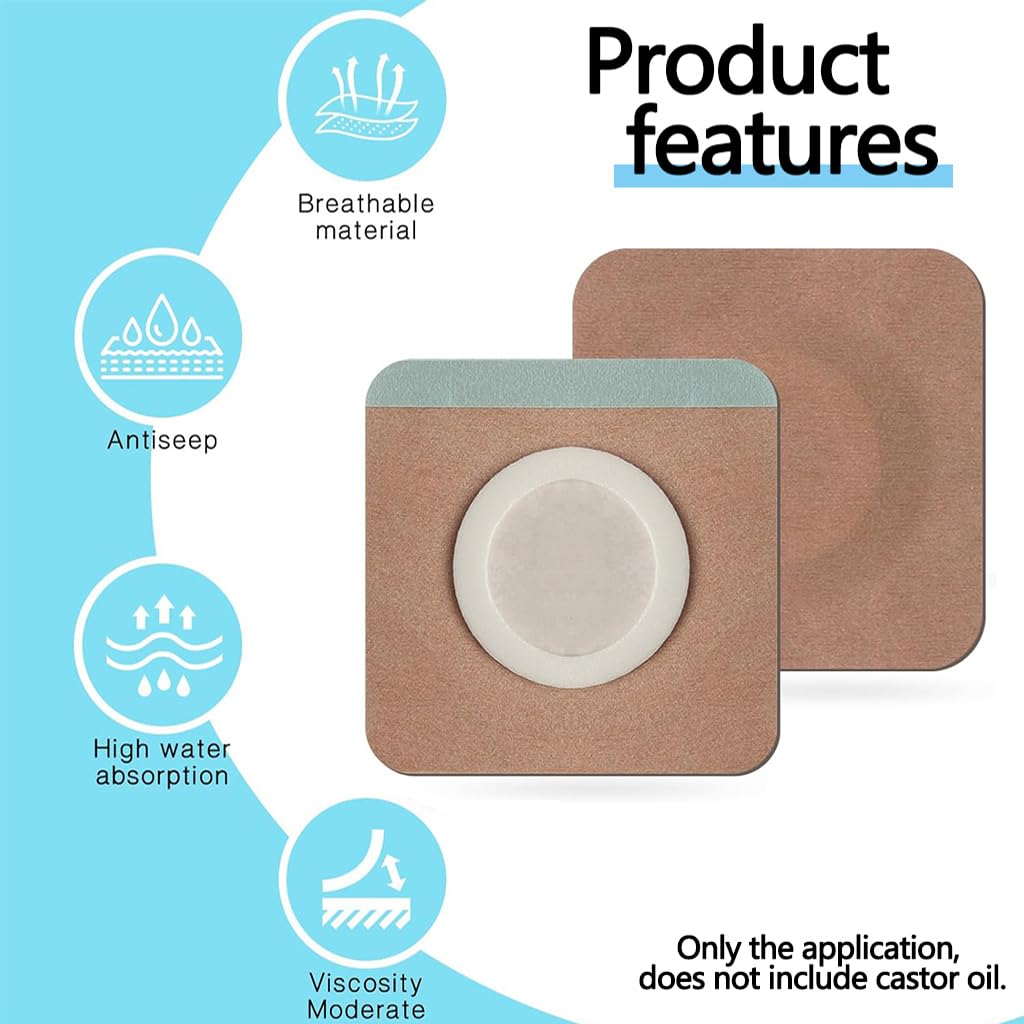 ZIBUYU Castor Oil Belly Button Patches for Home Therapy with High Absorbency Organic Cotton