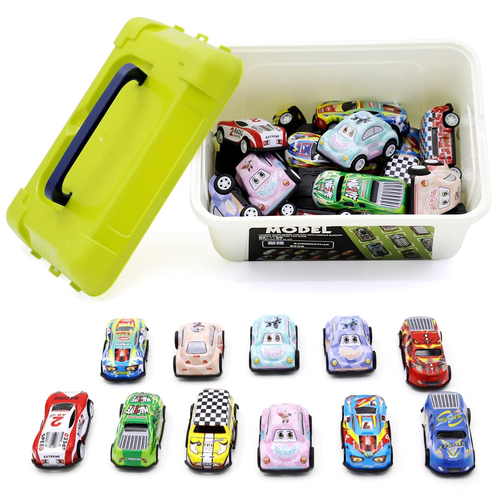 PATPAT® 20pcs Mini F1 Race Car Toy Alloy Pull Back Car Toy for Kids Racing Pull Back Toy Car STEM Pull Back Car with Storage Bucket Car Toy Model for Kids 3-8 Years Old, Birthday Gift Toy for Kids