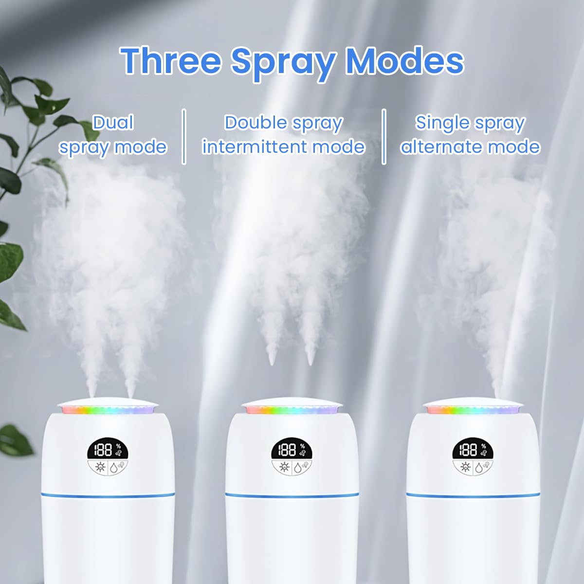 STHIRA® USB Humidifier Negative Ions Air Purifier 500ml Small LED Car Air Humidifier Dual Spray Design 5200mAh Cordless Humidifier Desk Humidifier for Office, Car, Home