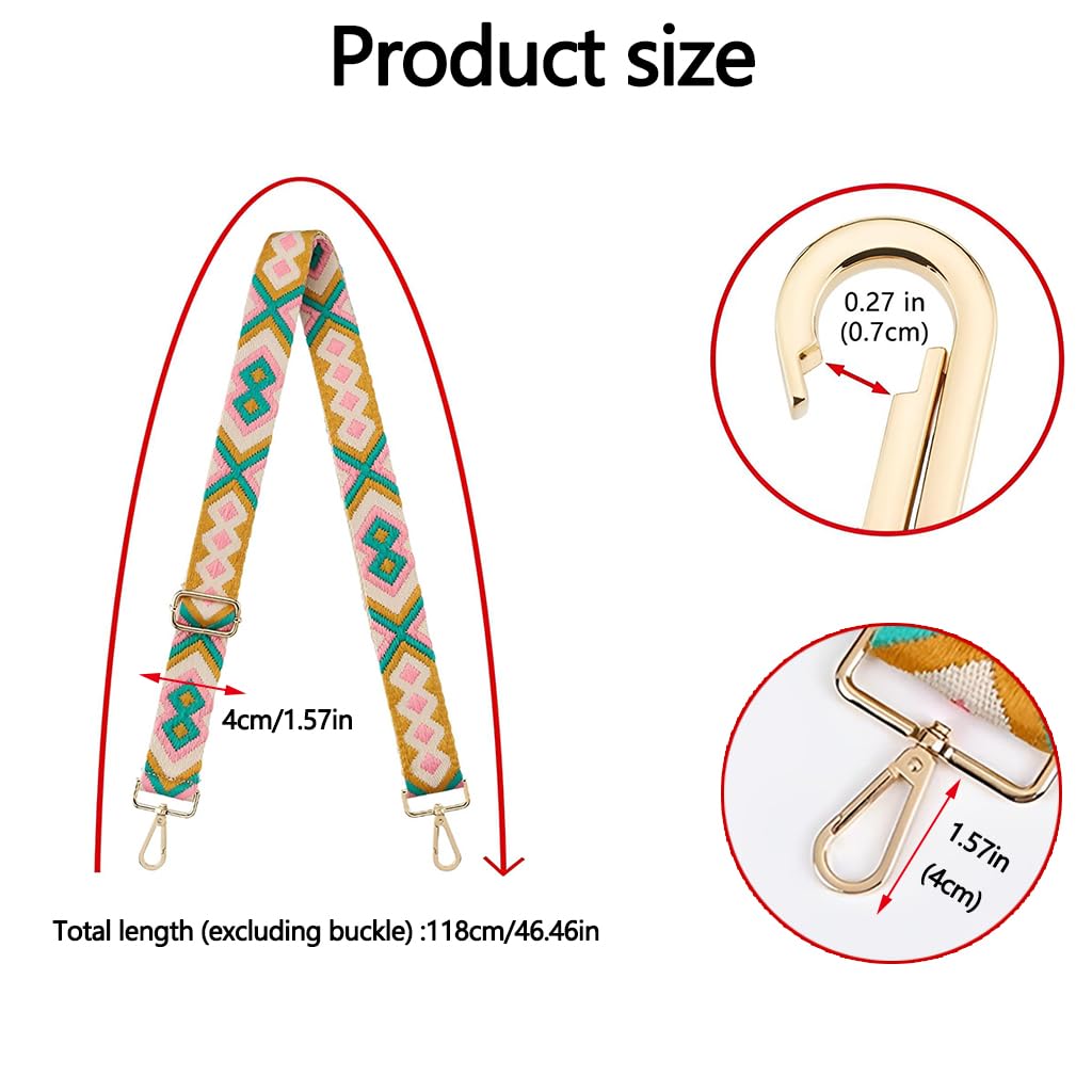 Zibuyu Adjustable Crossbody Bag Purse Strap for Handbags with Metal Hardware and Wide Canvas Design