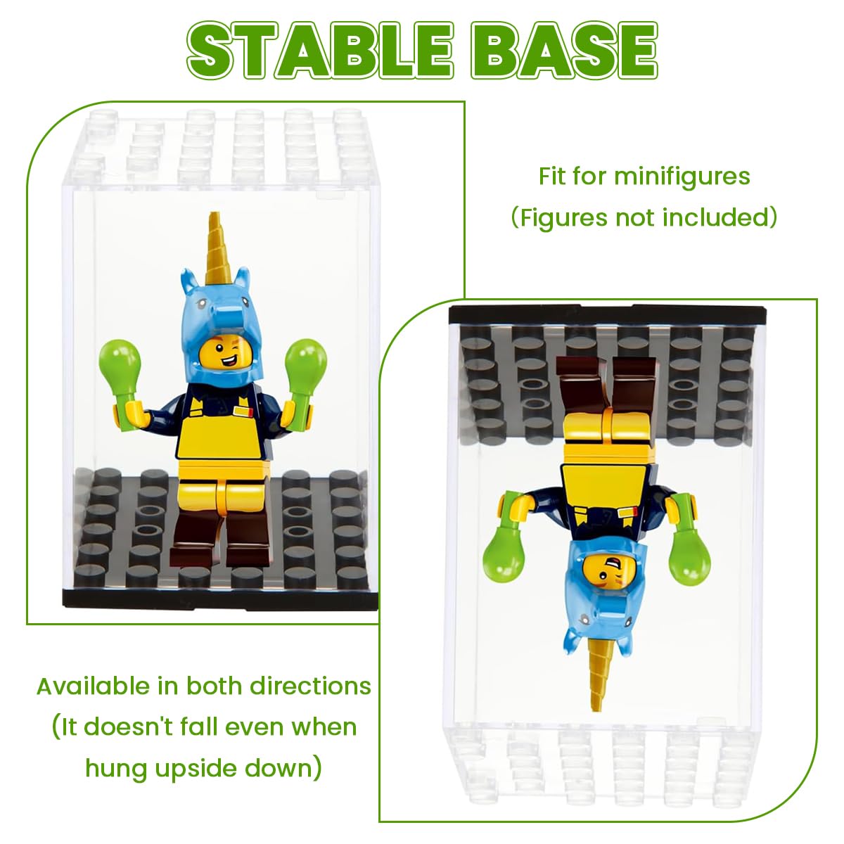 PATPAT Acrylic Display Box for Minifigures 16Pcs 48x48x69mm with Studded Base | Dustproof Stackable Case