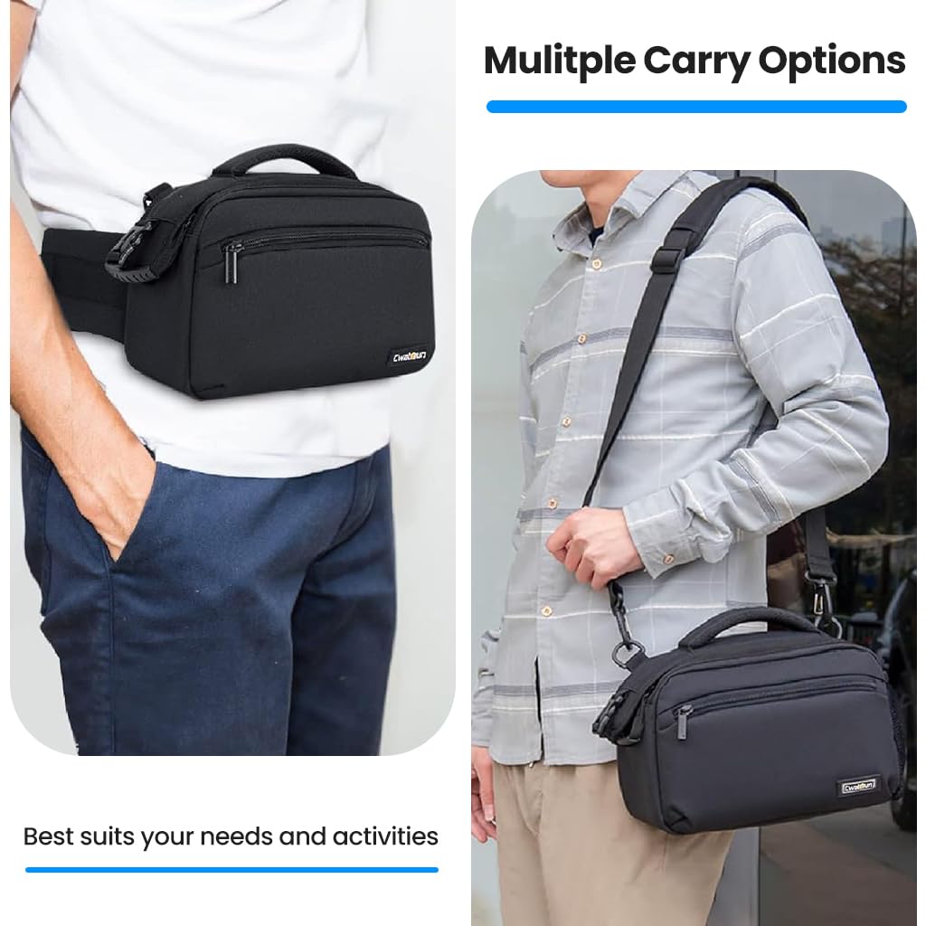 ZORBES Camera Bag for DSLR and Mirrorless with Waist Shoulder Carry Options | Waterproof Nylon Design