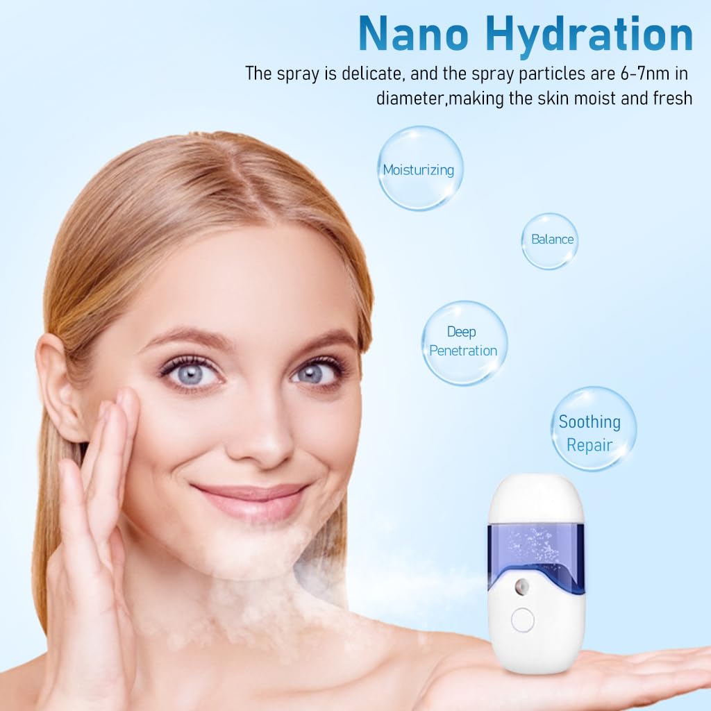 MAYCREATE® 50ml Nano Facial Mist Sprayer Mister, Portable Face Nano Mist Spray Machine, Handy Beauty Makeup Skin Care Machine for Face Hydrating, Daily Makeup, USB Rechargeable