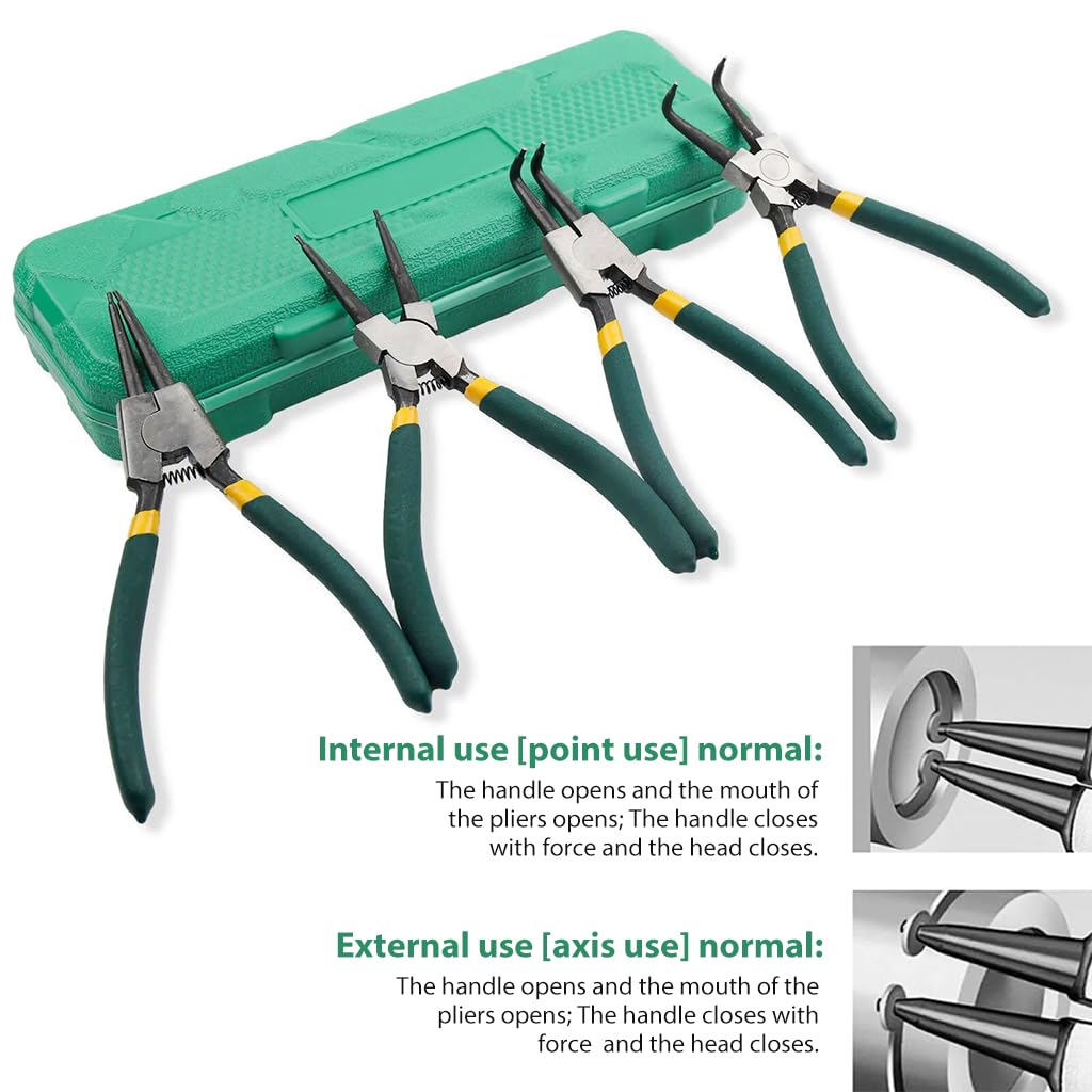 Serplex Snap Ring Pliers Set for Circlip Installation and Removal with 7 in Tools & Ergonomic Handles