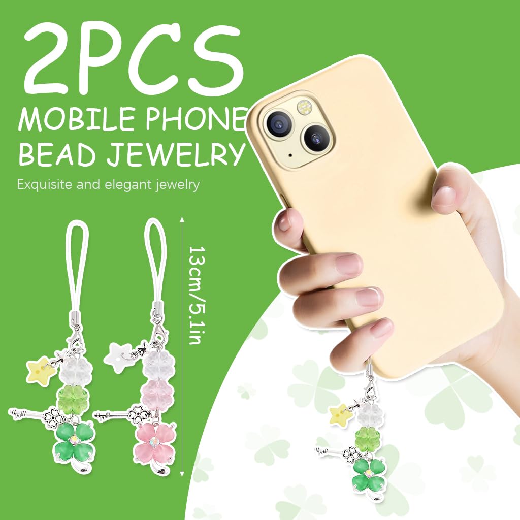 ZORBES Phone Charms Set for Girls with Four Leaf Clover Design and Acrylic Build | 2Pcs Gift