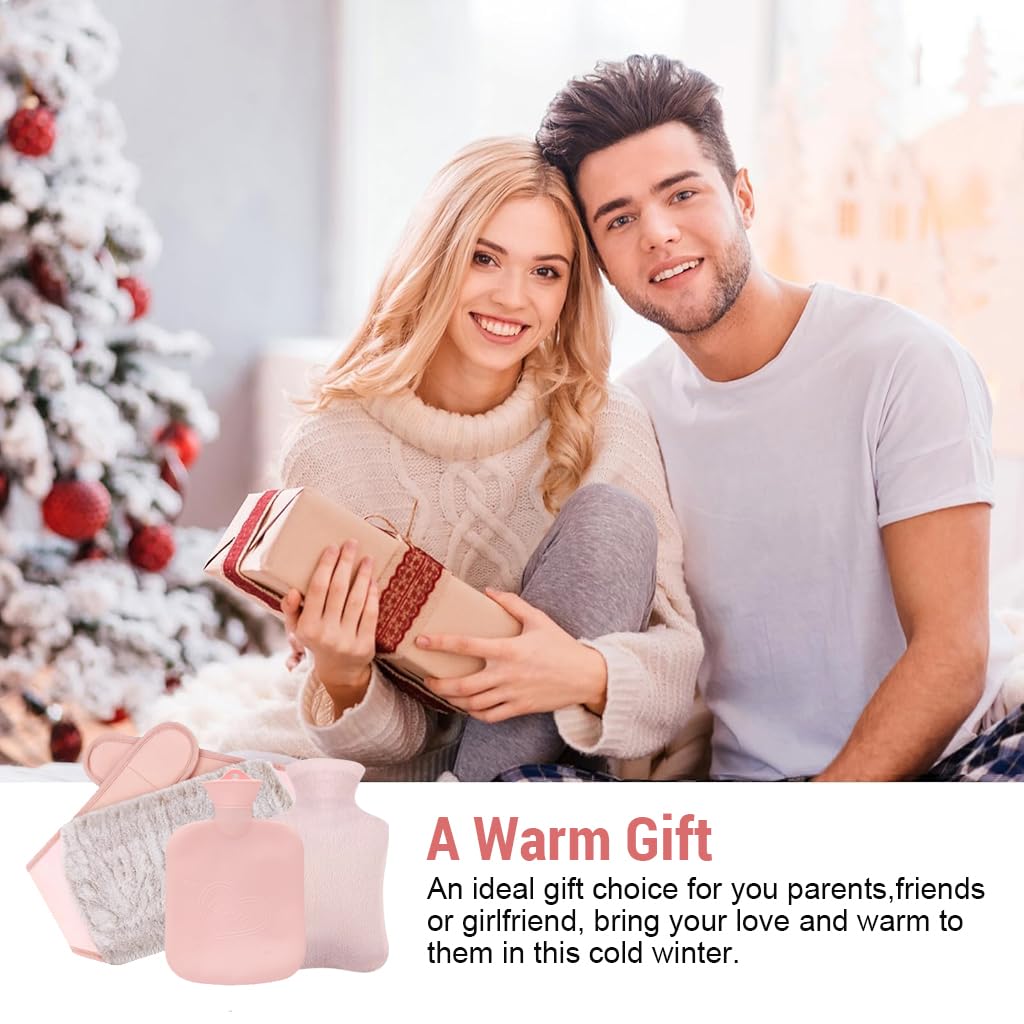 HANNEA Hot Water Bag for Period Pain with Waist Wrap Belt and 1200ml PVC Design | Plush Cover for Back and Cramp Relief