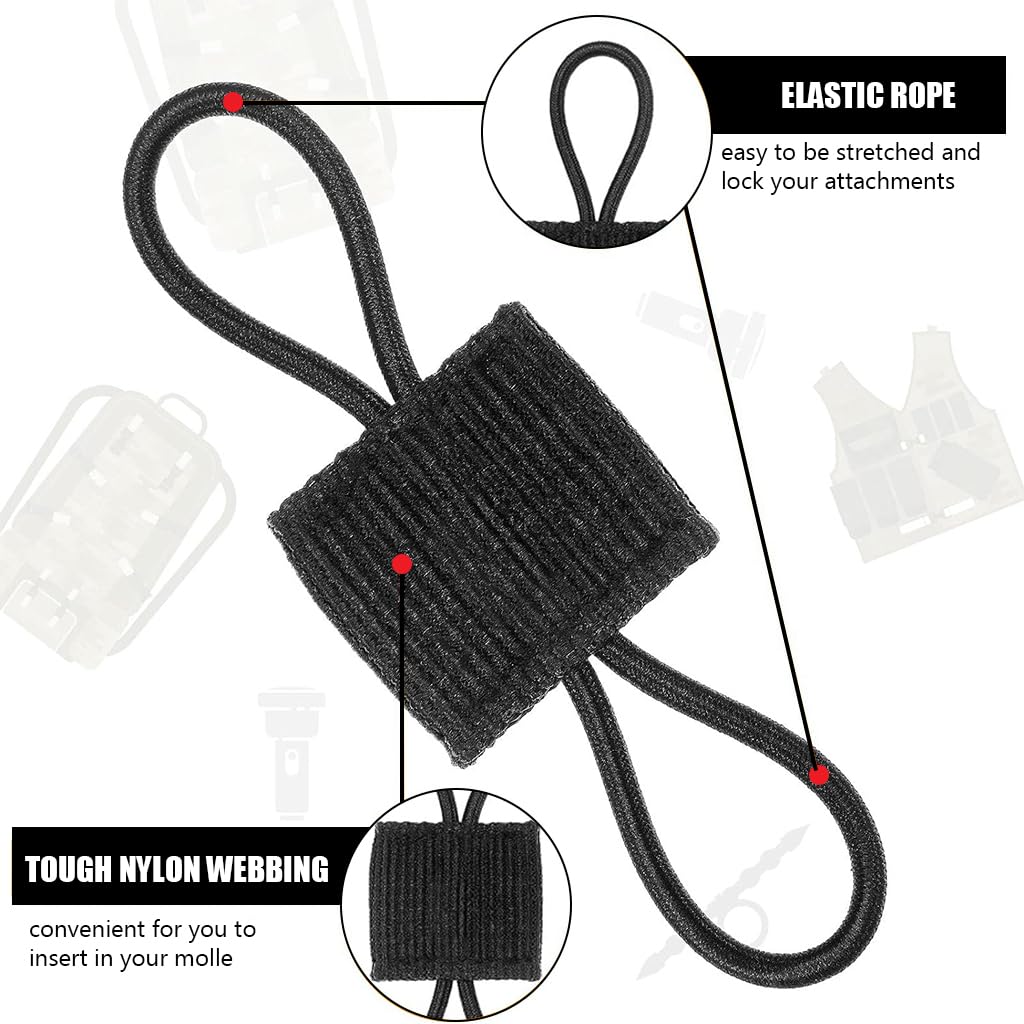Proberos Tactical Gear Holder Clip for MOLLE Vests and Backpacks Pack of 10 | Elastic Nylon Retainer