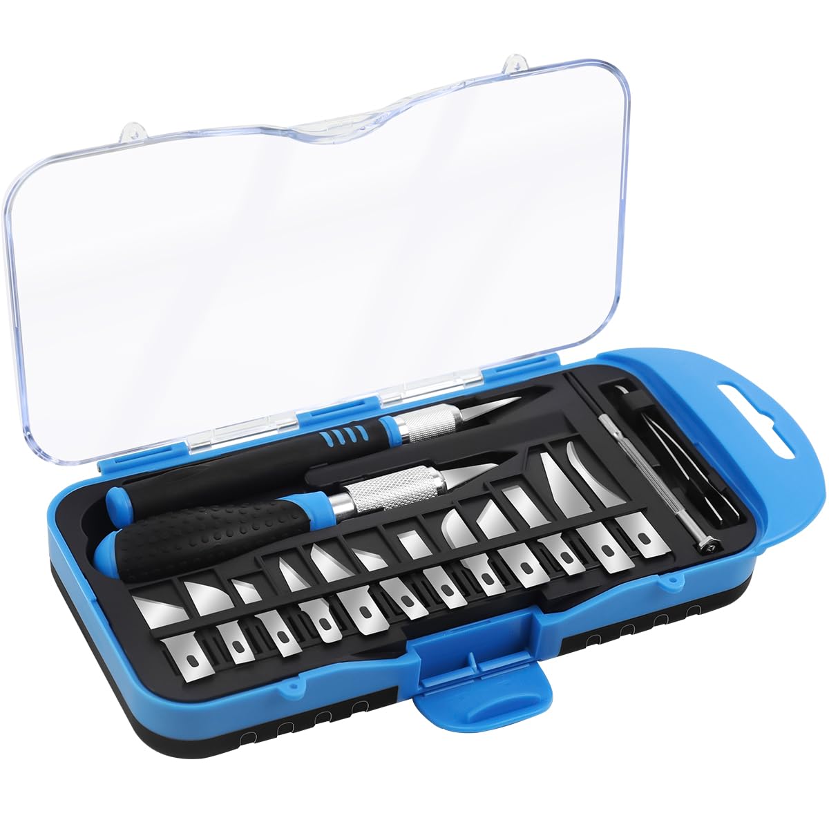 Serplex Craft Cutter Kit for DIY Projects with 16Pcs SK5 Steel Blades and Rubberized Grips