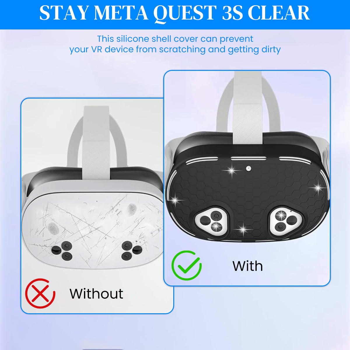 ZORBES Skin Cover for Meta Quest 3S featuring Honeycomb Anti‑Slip Grip and Silicone Protection