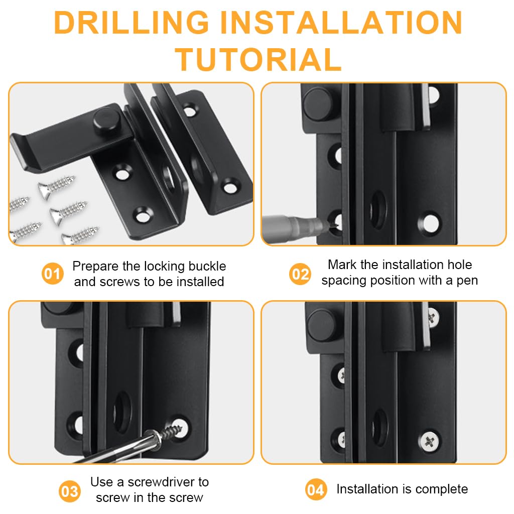 Serplex Flip Latch Gate Latch for Doors and Cabinets with 2 in 1 Padlock Slot | Stainless Steel No Drill Security Kit