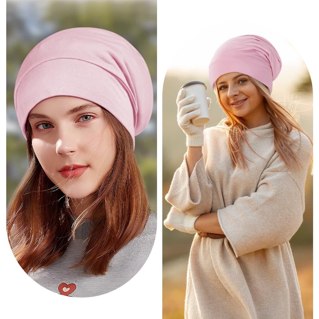 MAYCREATE® Silk Bonnet for Hair Women Satin Hair Cap for Sleeping Soft Satin Hair Bonnet Fashion Adjustable Satin Bonnet Shower Cap Silk Hair Wrap Bonnet for Curly Hair - Pink