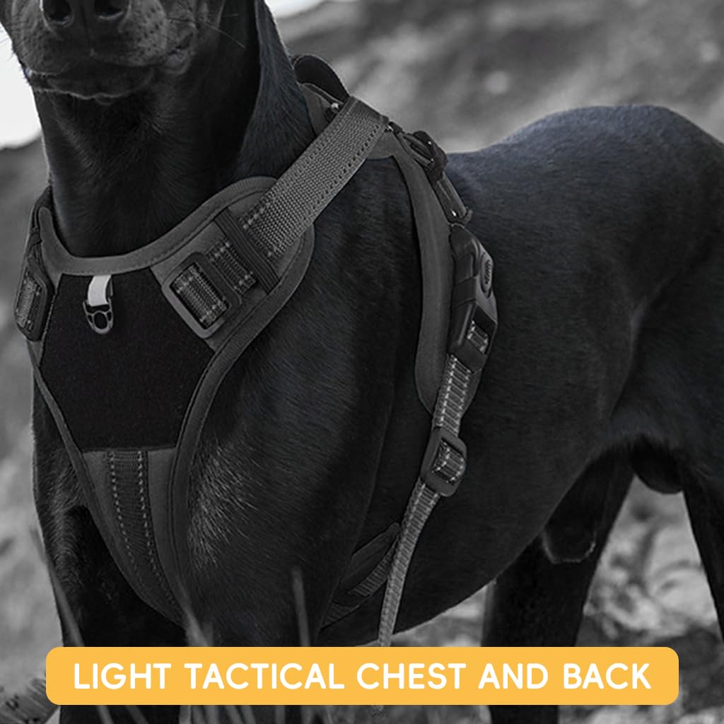 Qpets Dog Vest Harness for Medium Large Dogs featuring Handle and Double D Rings | Adjustable No-Pull PU Mesh Design for 22.5–45KG Pets