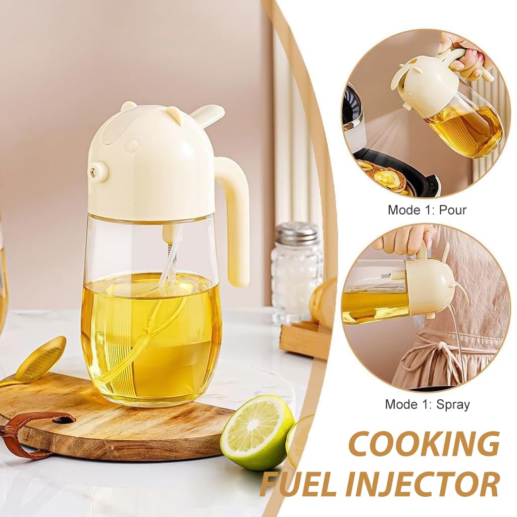 HASTHIP Olive Oil Sprayer for Kitchen and Air Fryer featuring Dual Function Design and 580ml Glass Bottle | Precise 0.2g Spray Control
