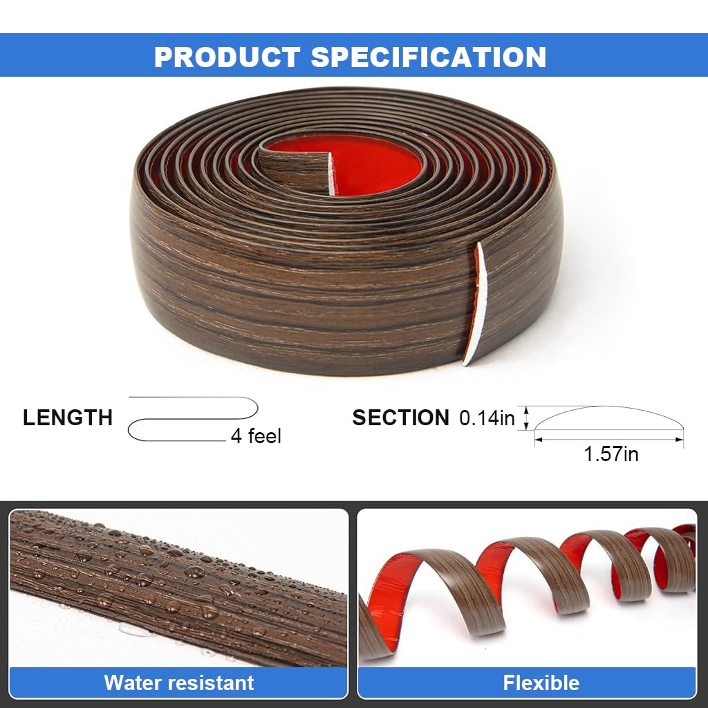 HASTHIP® Floor Transition Strip Self-adhesive PVC Transition Tape 47.2 inches x1.57 inches Cuttable Floor Transition Strip Original Wood Color Realistic Wooden Floor Transition Strip Edge Strip Tape