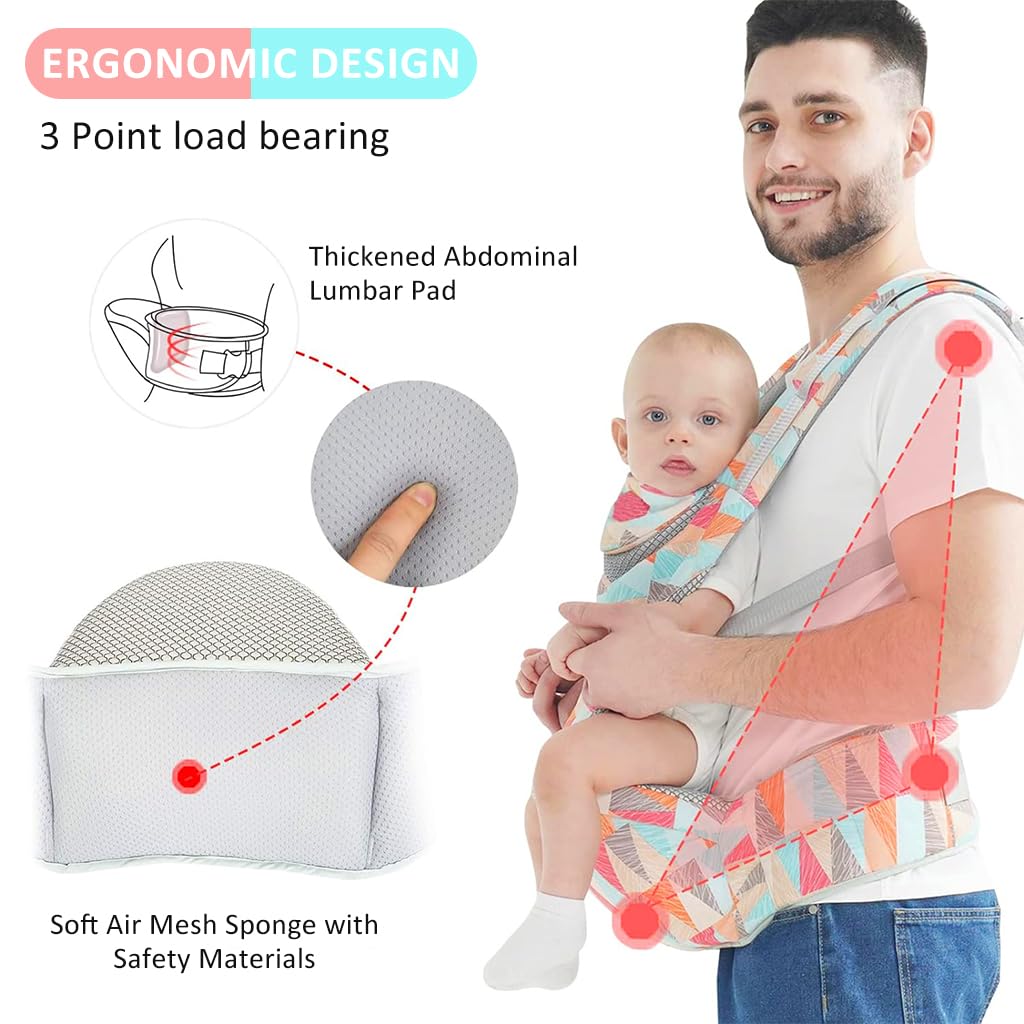 SNOWIE SOFT 6 in 1 Baby Carrier with Lumbar Support for Baby with Pockets and Bib, 360 All-Position Baby Wrap Carrier Front and Back Backpack Carrier for Newborn Infant Toddler Unerder 30kg