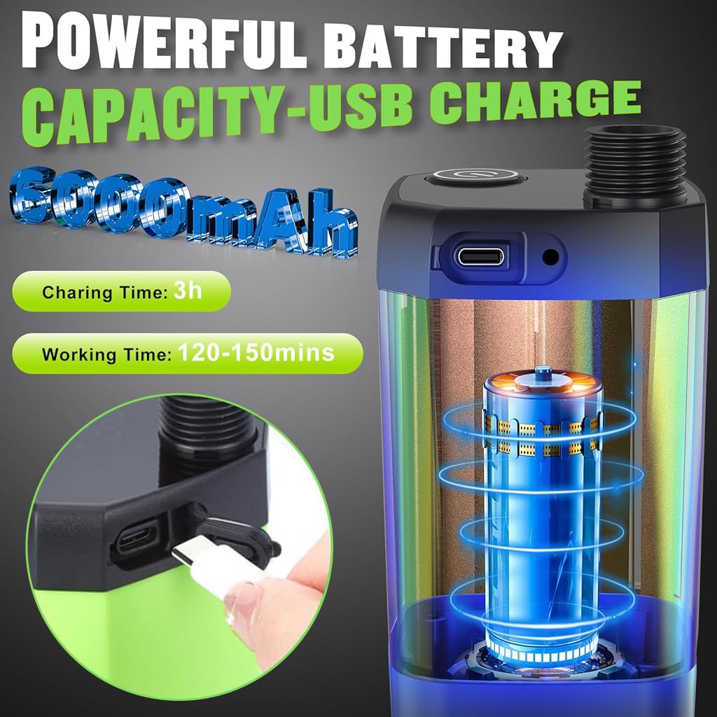 Proberos Portable Shower for Camping with LCD Temperature Display and 6000mAh Battery | IPX7 Waterproof Outdoor Pump