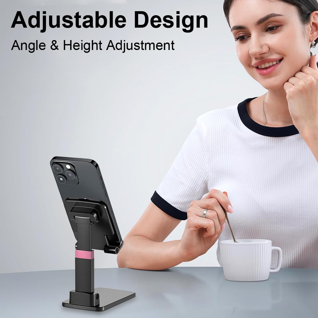 ZORBES Phone Stand for Desk and Travel with Adjustable Height & Tilt | Anti Slip Base