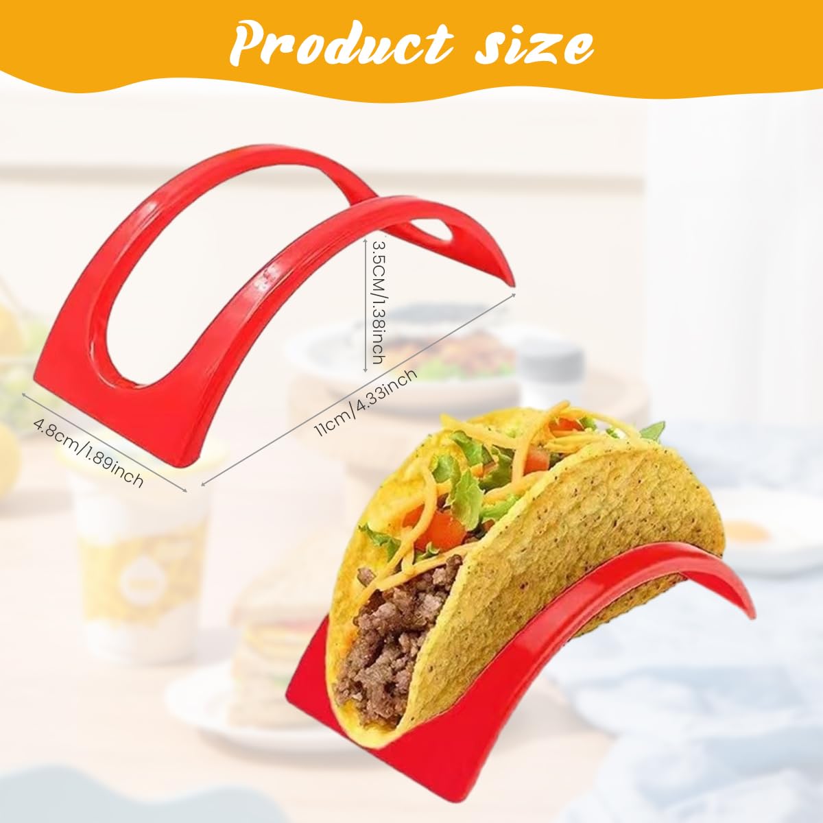 Supvox® Taco Holder Stand - 6-Pack Hard Plastic Taco Shell Rack with Unique Hollow Out Design, Colorful Individual Taco Stands, Dishwasher & Microwave Safe for Festive Taco Nights (Green/Red/Yellow)