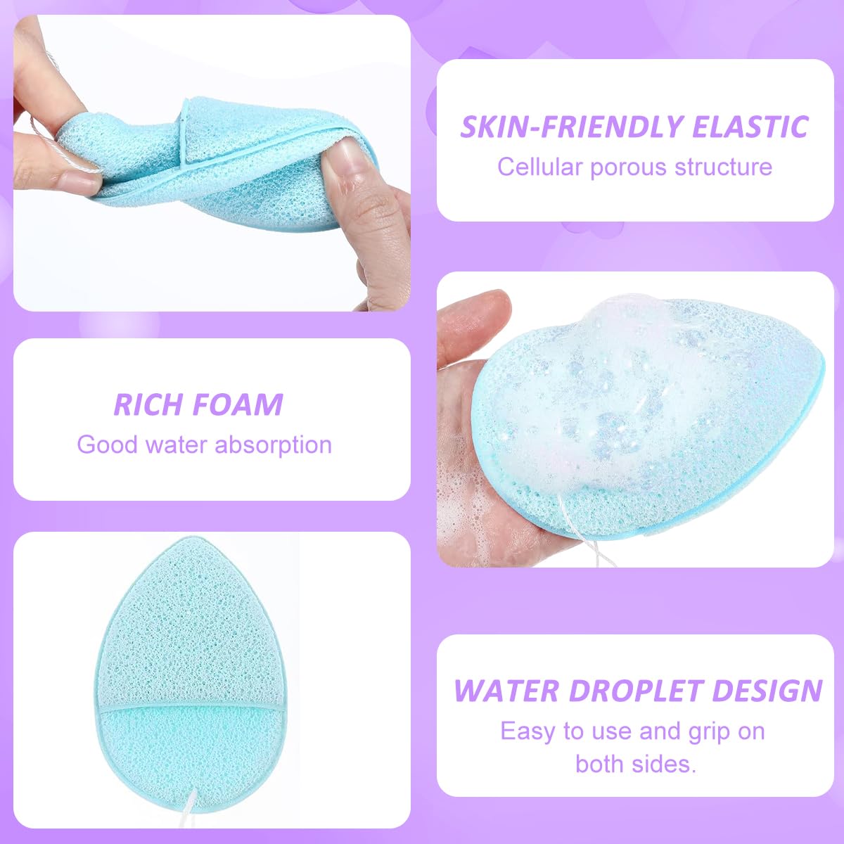 MAYCREATE Makeup Remover Pads Set for Face and Eyes with Soft Double Side Sponge | 4 PCS Reusable Cleansing Pads for Dry Oily or Sensitive Skin