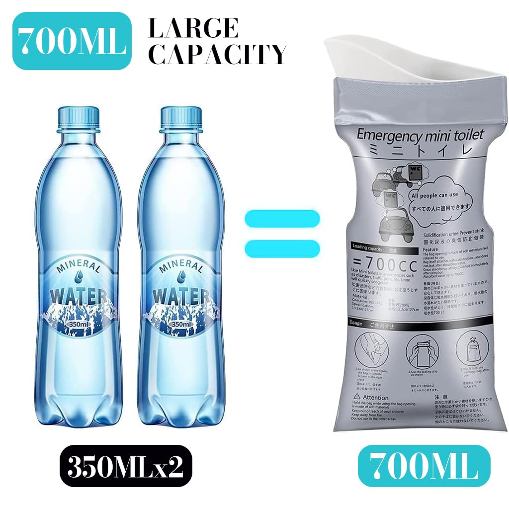 ZIBUYU Disposable Urine Bags for Travel and Camping with 700CC Gel Liner | Leak-Proof PE Design