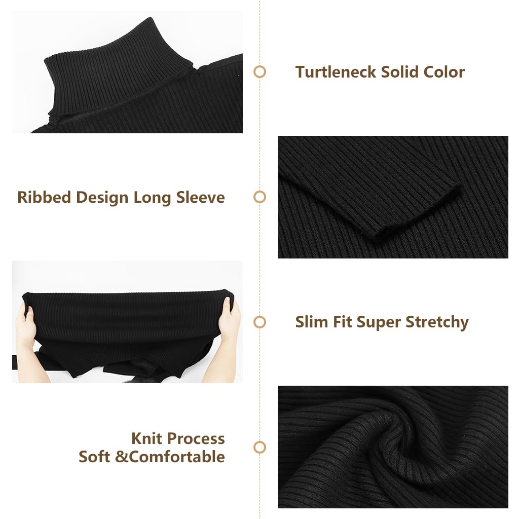 GUSTAVE Men's Turtleneck Sweater for Casual and Winter Wear featuring Fine Knit Craftsmanship | Black Slim Fit Pullover