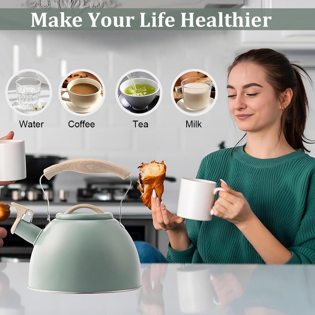 Supvox Tea Kettle for Stove and Induction featuring 3L Capacity with Whistling Spout and Anti Scald Handle