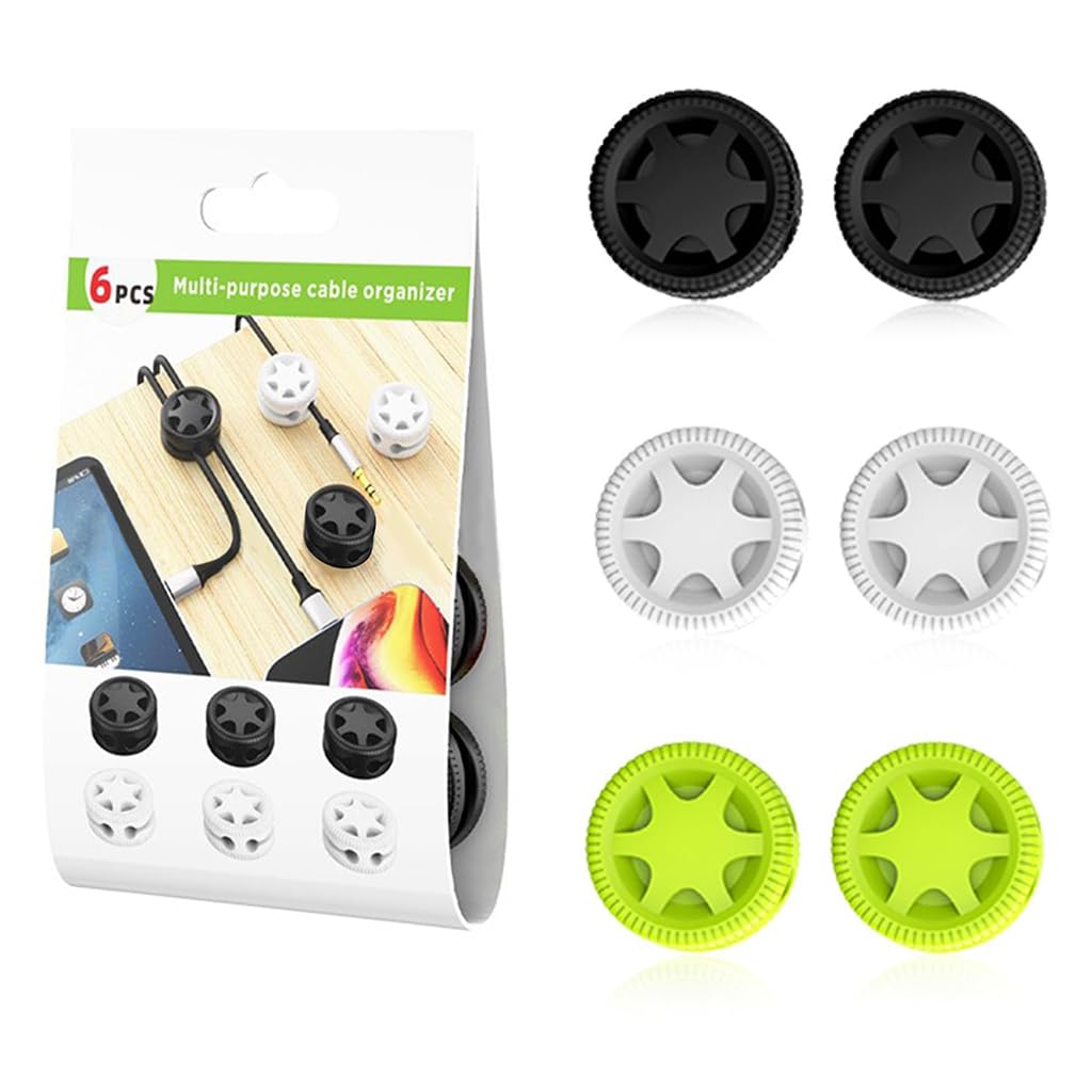Serplex Cable Organizer for Desk and Home with Dual Slot Design and Silicone Build | 6 Pcs